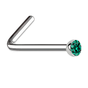 Borchia da naso angolata argento emisfero cristallo turchese