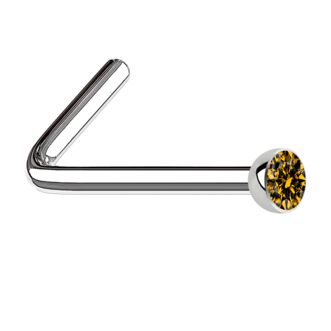 Perno nasale angolato argento emisfero cristallo topazio