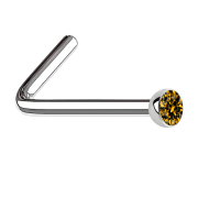 Perno nasale angolato argento emisfero cristallo topazio
