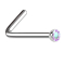 Nose stud angled silver hemisphere crystal multicolor