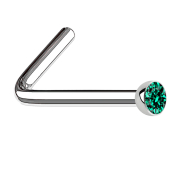 Nose stud angled silver hemisphere crystal turquoise