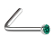 Nose stud angled silver hemisphere crystal turquoise