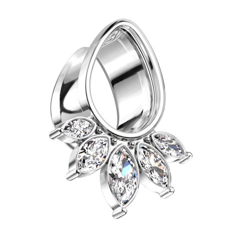 Gocce dargento a tunnel svasato con cinque gocce di cristallo