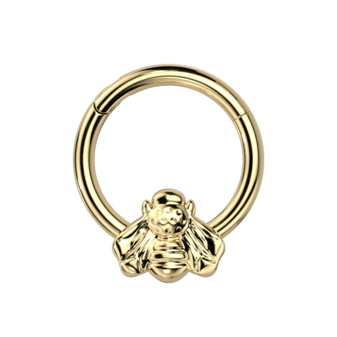 Micro Segmentring klappbar vergoldet Biene