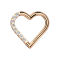 Micro anello segmentato pieghevole oro rosa cuore su un lato cristalli argento