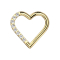 Micro segment ring, foldable, gold-plated, heart on one side, crystals, silver