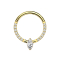 Micro segment ring, foldable, gold-plated, front crystals, silver, oval crystal, silver