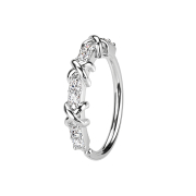 Micro piercing anneau argent cristaux et trois croix