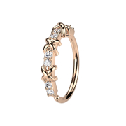Anello micro piercing con cristalli doro rosa e tre croci