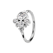 Micro Piercing Ring silber vier Kristalle fünf Kugeln