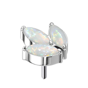 Threadless silber drei Oval Opale weiss