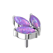 Sans fil argent trois ovales opales violettes