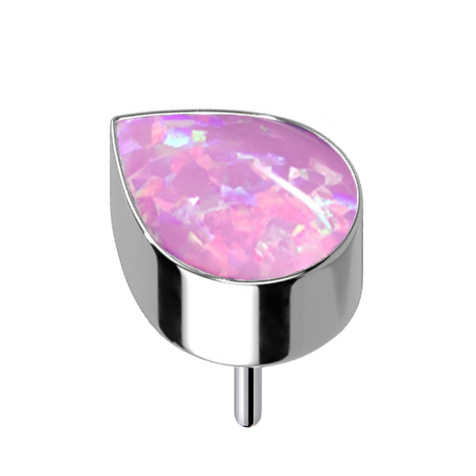 Sans filetage argenté avec opale rose goutte