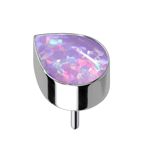 Sans filetage argenté avec opale violette en forme de goutte