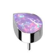 Threadless silver with drop opal violet