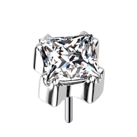 Threadless silber quadratischer Kristall silber gefasst