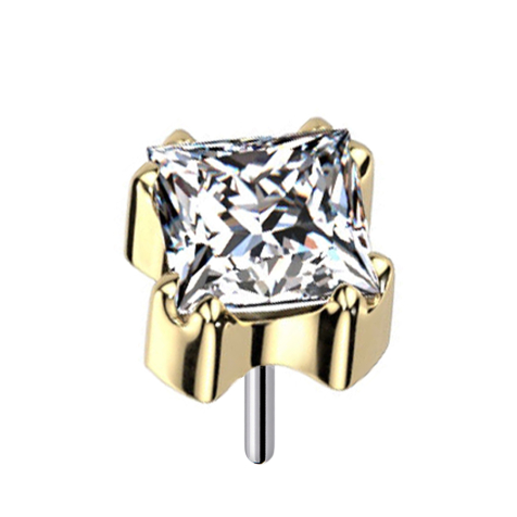 Threadless vergoldet quadratischer Kristall silber gefasst