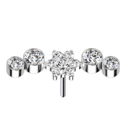 Threadless silver flower crystals silver four crystals