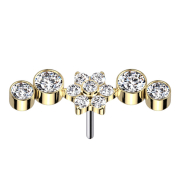 Threadless gold-plated flower crystals silver four crystals