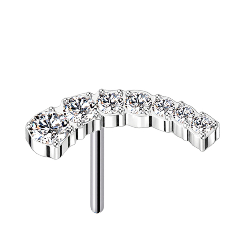 Threadless silber gebogen sieben absteigende Kristalle silber