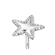 Stella in oro bianco 14k senza fili con bordo a palline