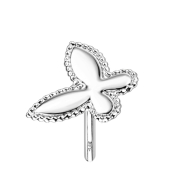 Threadless 14k white gold butterfly with ball rim