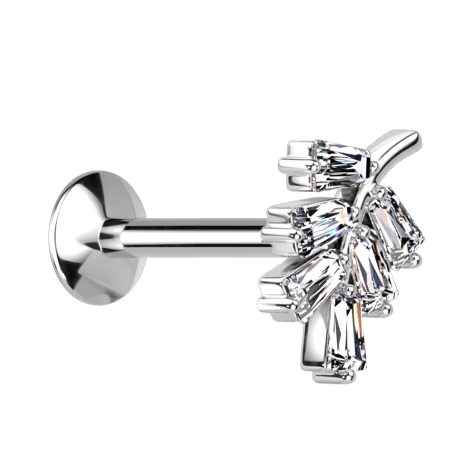 Micro Threadless UFO Labret silver leaf silver crystals silver