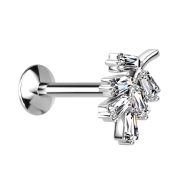 Micro Threadless UFO Labret foglia dargento cristalli...