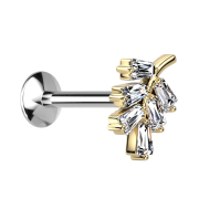 Micro Threadless UFO Labret silber Blatt vergoldet...