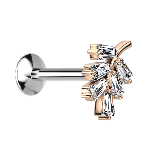 Micro Threadless UFO Labret foglia dargento cristalli doro rosa argento