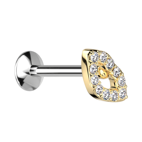 Micro Threadless UFO Labret bocca dargento cristalli placcati oro argento