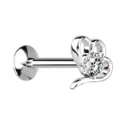 Micro Threadless UFO Labret argento cuore cavo argento...