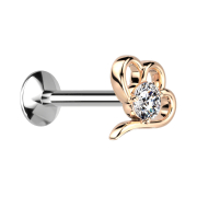 Micro Threadless UFO Labret argento cuore cavo oro rosa...