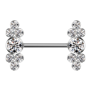 Barbell internal thread silver seven crystals silver