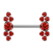 Barbell internal thread silver seven crystals red