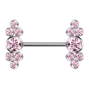 Barbell filettatura interna argento sette cristalli rosa