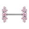 Barbell internal thread silver seven crystals pink