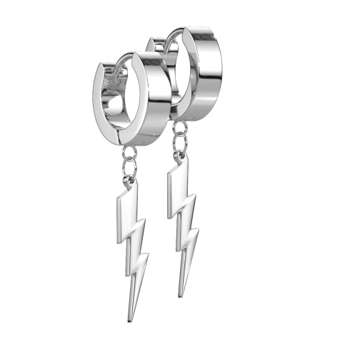 Boucles doreilles à clapet argent avec pendentif éclair