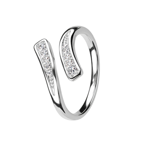 Anello in argento a due estremità con cristalli