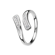 Anello in argento a due estremità con cristalli