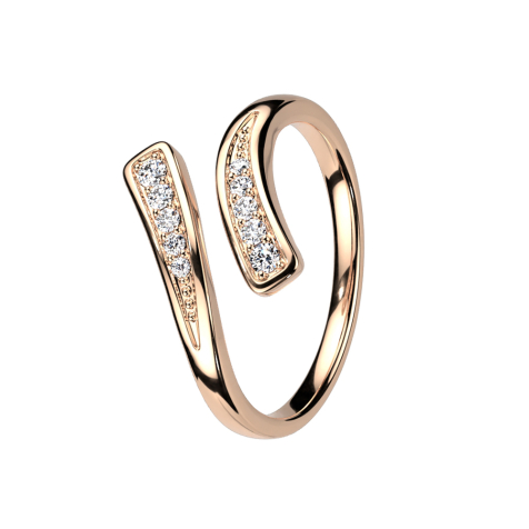 Anello in oro rosa a due estremità con cristalli