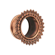Flesh tunnel rose gold flower circle with dots