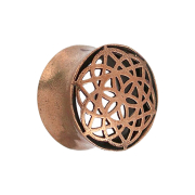 Flared tunnel rose gold flower of life