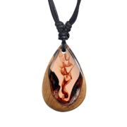 Collier noir pendentif goutte flamme éternelle...