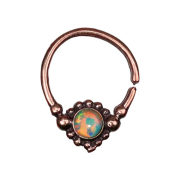 Micro Piercing Ring rosegold Kugelblume mit Opal weiss
