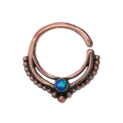 Micro Piercing Ring rosegold Kugelrand mit Opal blau