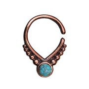 Anello micro piercing in oro rosa con bordo a punta e...