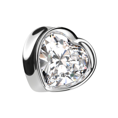 Spina svasata a cuore in argento con grande cristallo in argento