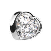 Spina svasata a cuore in argento con grande cristallo in...