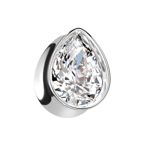 Spina svasata in argento con grande cristallo in argento